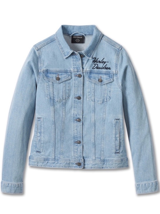 Harley-Davidson Jackets & Blazers - Harley-Davidson Light Blue Women's Denim Jacket with Script Logo